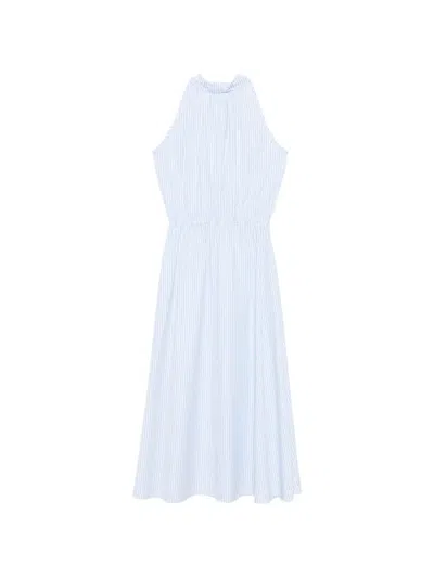 Cri.da Taormina Striped Halterneck Midi Dress In Blue