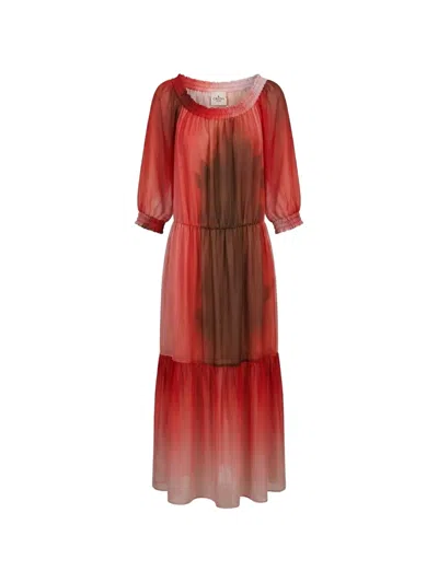Cri.da Tiered Maxi Dress In Red