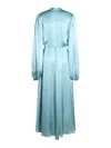 Cri.da Crida Light Blue Satin Matera Long Dress In Blue