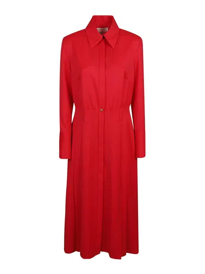 Cri.da Shirt Style Midi Dress In Red