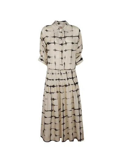 Cri.da Wimbledon Tie-dye Pleated Midi Dress In Neutral