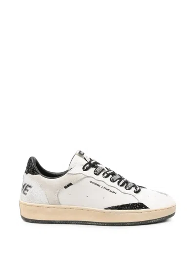 Crime London Chelsea Glitter-detail Leather Sneakers In White