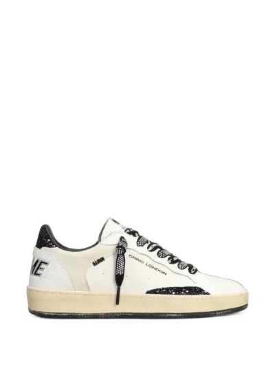 Crime London Chelsea Glitter-embellished Logo-print Sneakers In White