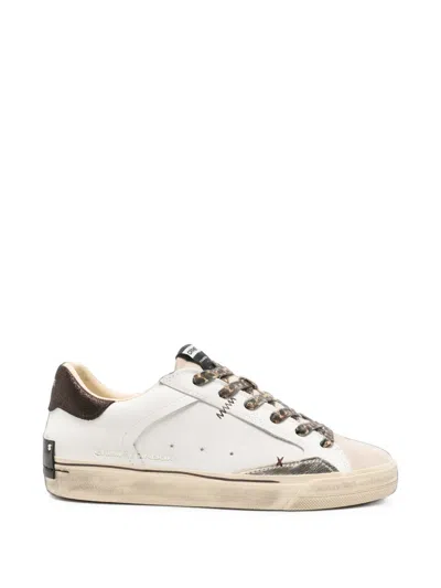 Crime London Deconstructed Distressed-effect Leopard-print Sneakers In White