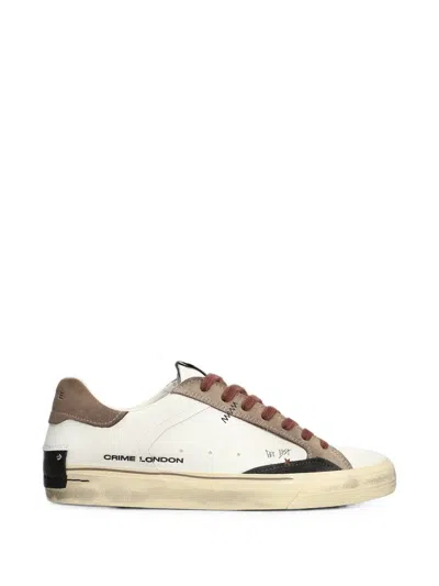 Crime London Deconstructed Distressed-effect Panelled Sneakers In White