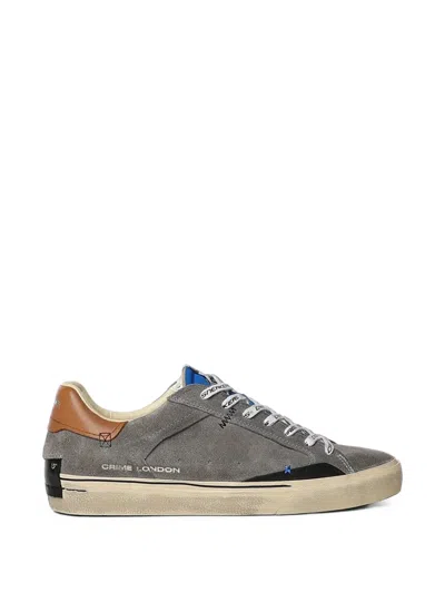 Crime London Deconstructed Logo-print Distressed-finish Sneakers In Gray