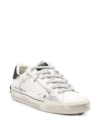 Crime London Deconstructed Stud-embellished Leather Sneakers In White