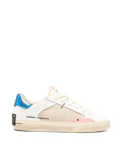 Crime London Deconstructed Suede Panel Sneakers In White