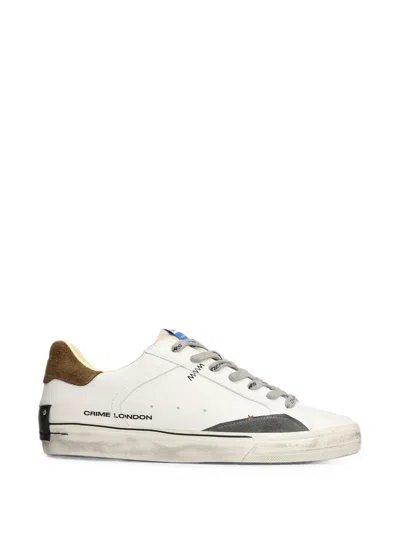 Crime London Deconstructed Suede-panelled Distressed-finish Sneakers In White