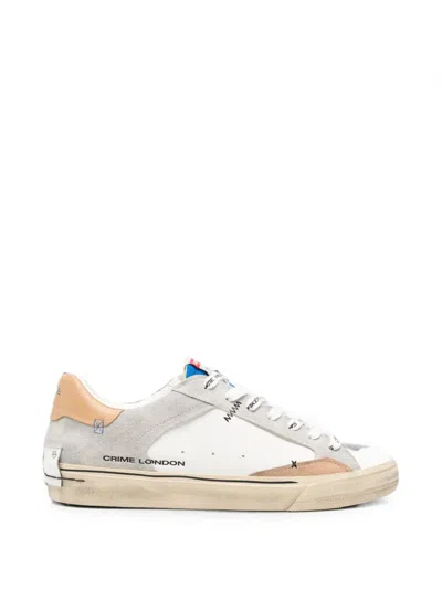 Crime London Deconstructed Suede-panelled Low-top Sneakers In White