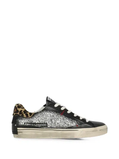 Crime London Desconstructed Glitter-detail Leopard-print Sneakers In Multi