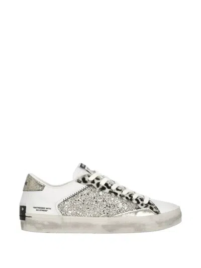 Crime London Distressed Animal-print Glitter Sneakers In Multi