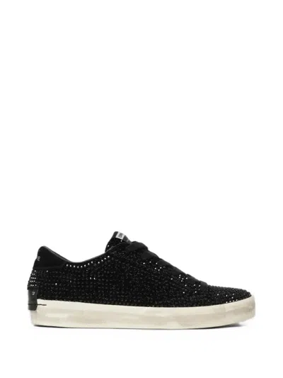 Crime London Distressed Crystal-embellished Sneakers In Multi