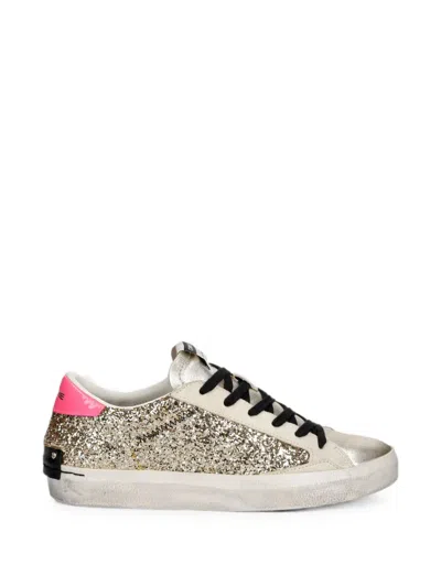 Crime London Distressed Glitter-details Sneakers In Silver