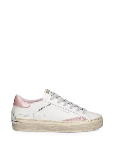 Crime London Distressed Glitter-panel Sneakers In White