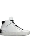 Crime London Distressed High-top Leather Sneakers In White