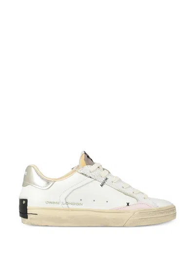 Crime London Distressed Lace-up Sneakers In White