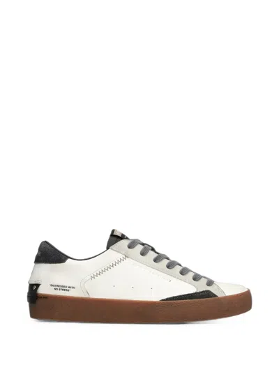 Crime London Distressed Leather Sneakers In White