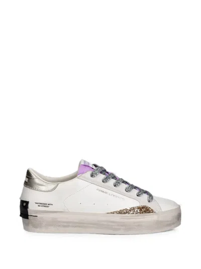 Crime London Distressed Platform Glitter-detail Sneakers In Multi