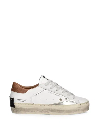 Crime London Distressed Star-patch Sneakers In White
