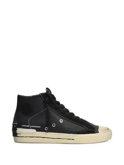 Crime London Distressed-effect High-top Sneakers In Black