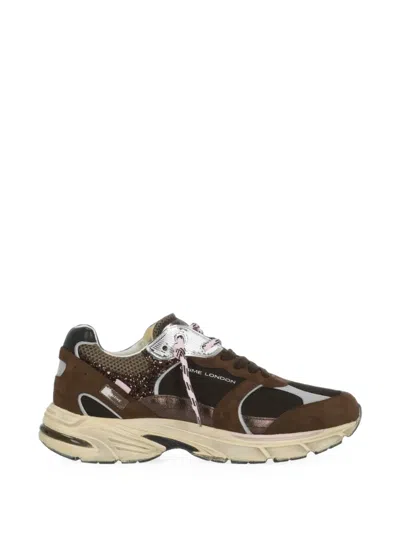 Crime London Fugitive 9094 Panelled Low-top Sneakers In Brown