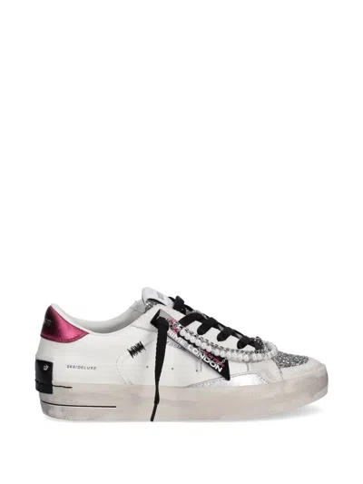Crime London Glitter Pearl Trim Sneakers In White