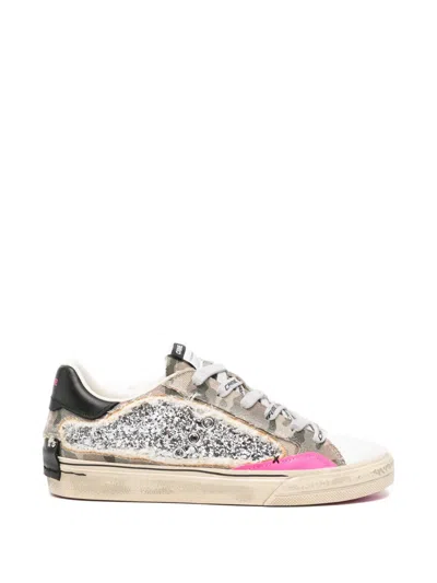Crime London Glitter-embellished Camouflage-print Sneakers In Multi