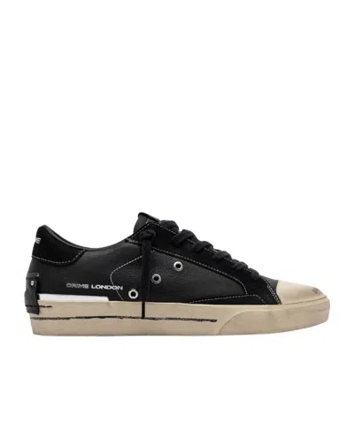 Crime London Midnight Distressed-effect Leather Sneakers In Black