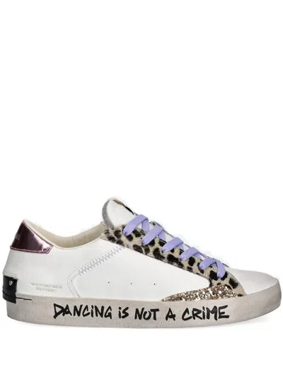 Crime London Leopard-print Lace-up Sneakers In White