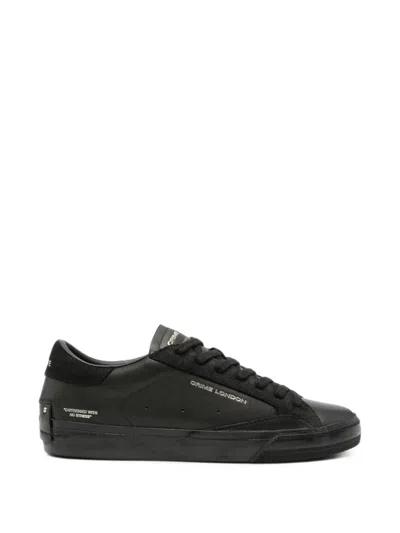 Crime London Logo-print Leather Sneakers In Black