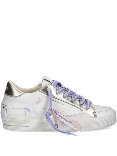 Crime London Metallic-details Palm-tree Sneakers In White