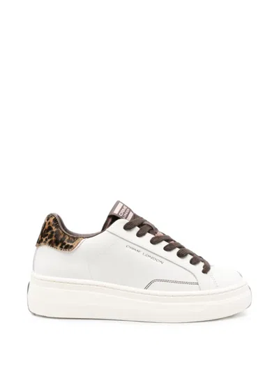 Crime London New Elevate Leopard-print Leather Sneakers In White
