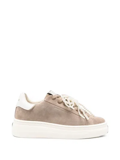 Crime London New Elevate Pearl-embellished Suede Sneakers In Neutral