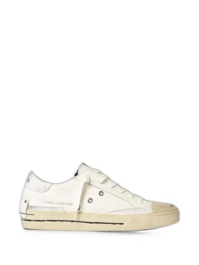 Crime London Recut Canvas And Used Leather Sneakers In White
