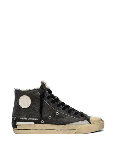 Crime London Recut High Distressed-effect High-top Sneakers In Black