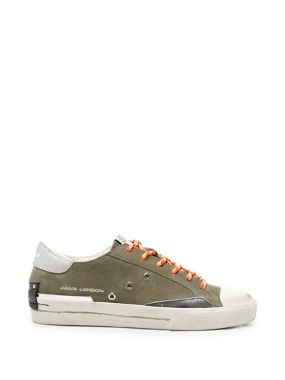 Crime London Recut Low Distressed-effect Lace-up Sneakers In Green