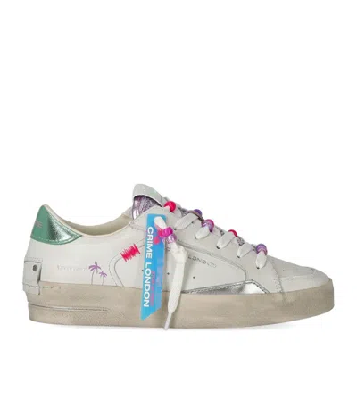 Crime London Sk8 Deluxe Aqua Charms Sneaker In White