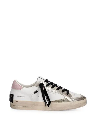 Crime London Sk8 Deluxe Crackled-effect Glitter Sneakers In White
