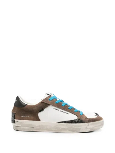 Crime London Sk8 Deluxe Distressed-effect Panelled Sneakers In Brown