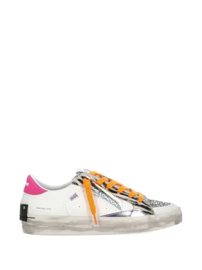 Crime London Sk8 Deluxe Glitter Animal-pattern Sneakers In White