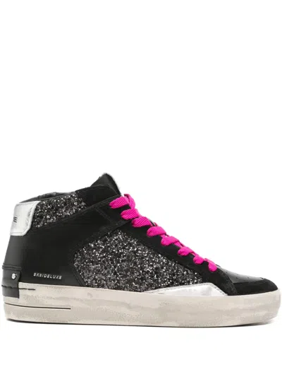 Crime London Sk8 Deluxe Glitter High-top Sneakers In Black
