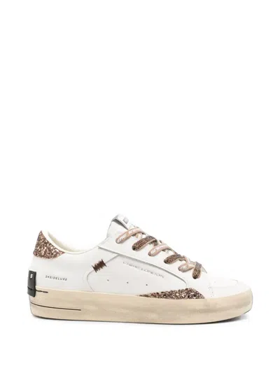 Crime London Sk8 Deluxe Glitter-detail Leather Sneakers In White