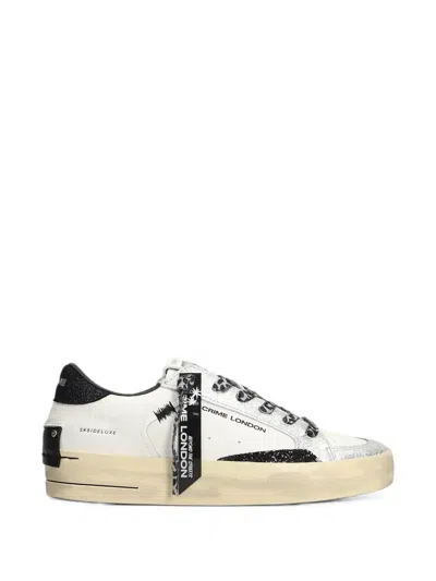Crime London Sk8 Deluxe Glitter-effect Sneakers In White