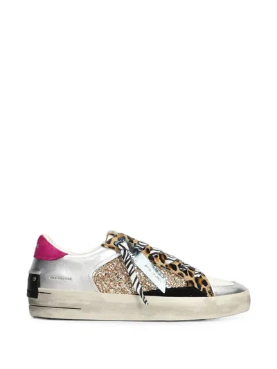 Crime London Sk8 Deluxe Glitter-panel Leopard-print Sneakers In Multi