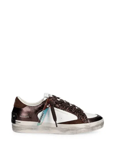 Crime London Sk8 Deluxe Glitter-trim Sneakers In White