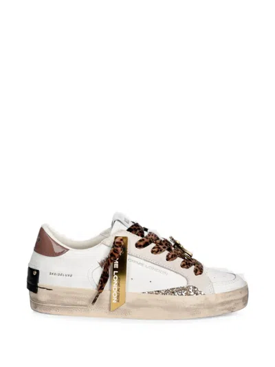 Crime London Sk8 Deluxe Leopard-print Sneakers In White