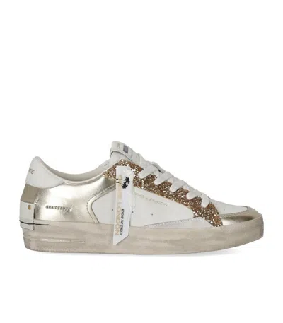 Crime London Sk8 Deluxe Platinum Glam Sneaker In White