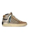 Crime London Distressed Glitter Gold Sneaker In Nude