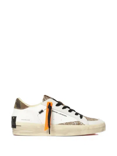 Crime London Skate Glitter-panelled Sneakers In White